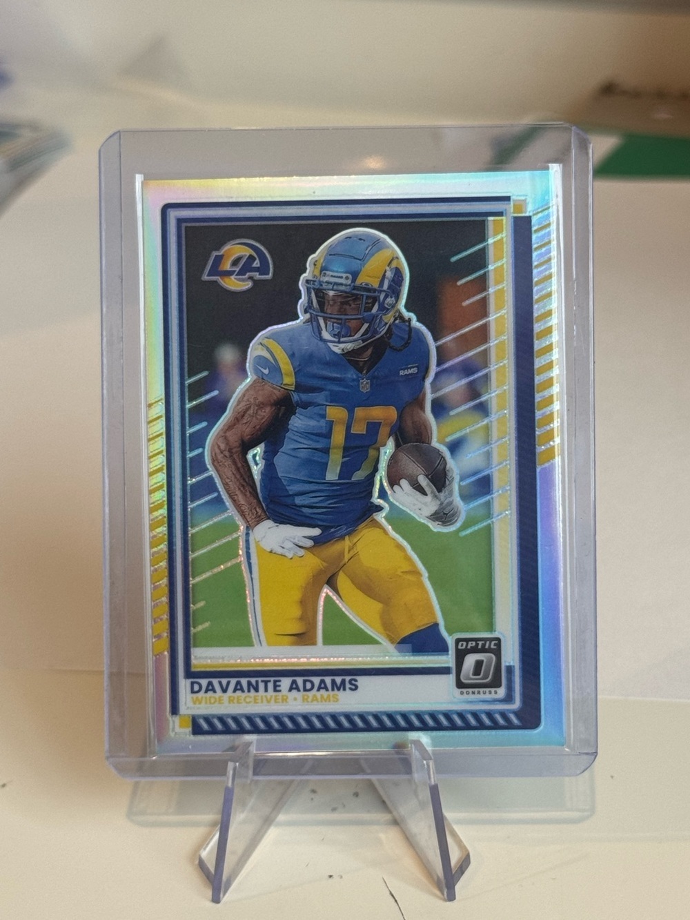 2025 Davante Adams Panini Donruss Optic Silver Prizm Card. #losangelesrams